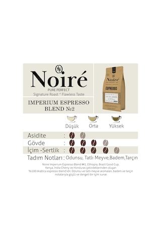 Noire Imperium Espresso Blend 2 1000g %100 Arabica Blend Çekirdek