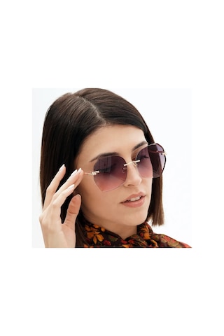 Nina Gri Pembe Kristal Kadın Güneş Gözlüğü Çerçevesiz