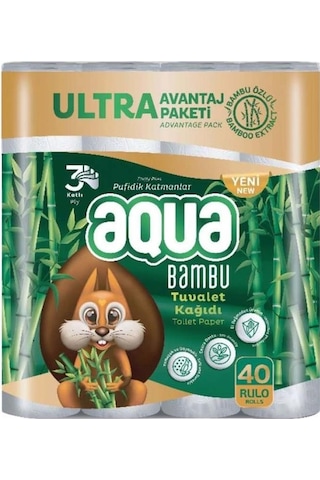 Aqua Bambu Ultra 3 Katlı Tuvalet Kağıdı 40'lı Aqua Bambu Ultra 3 Katlı Tuvalet Kağıdı 40'lı