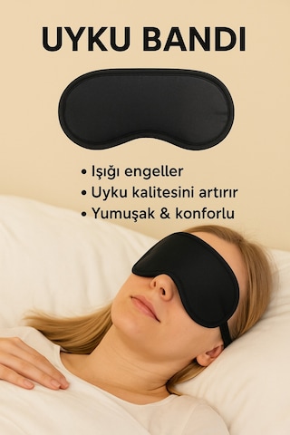 Eleven Markets 1 Adet Işığı Geçirmez Yumuşak Rahat Uyku Bandı Uyku Gözlüğü Araba Ev Ofis Spa Meditasyon Göz Bandı Siyah