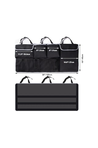 Etashop Su Geçirmez Araç Bagaj Organizeri 3 Askılı Arka Koltuk Düzenleyici Çok Cepli Bagaj Düzenleyi 1 Adet