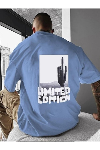 Lımıted Edıtıon Baskılı Oversize Tişört Bebe Mavisi