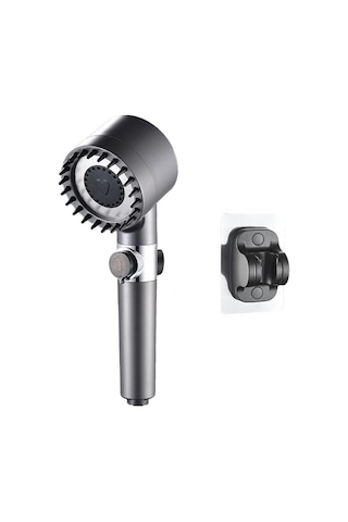 Jeemson Yüksek Basınçlı 3 Modlu Masaj Duş Başkanı - Filtreli Pp Malzeme, Su Kapatma Düğmesi Ve Gri Tutucu Seti Gümüş