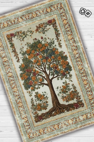 Homshtag Art Deco Meşe Ağacı Vintage Halı Görünümlü Dijital Baskı Renkli Halı,rustik Çiçekli Halı Çok Renkli