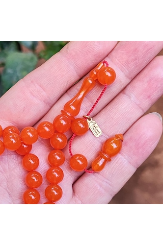 8 Mm Ayhan Turan Usta İşçilikli Turuncu Zar Kehribar Tesbih