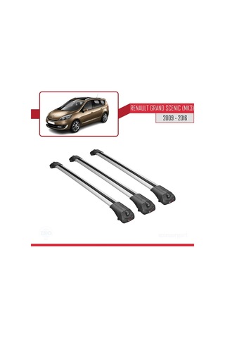 Renault Grand Scenic Mk3 2009-2016 Arası İle Uyumlu Ace-1 Ara Atkı Tavan Barı Gri 3 Adet Bar