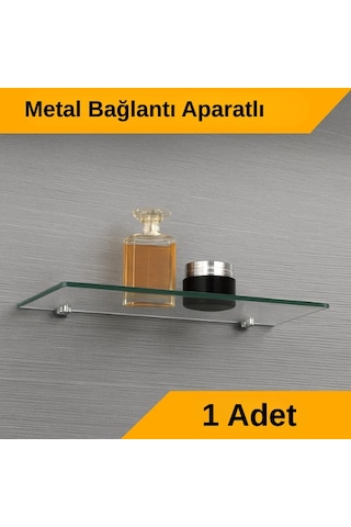 Pleksi Hayalet Raf 8mm Banyo Mutfak Düzenleyici Metal Bağlantılı Şeffaf Raf - 50 Cm Şeffaf