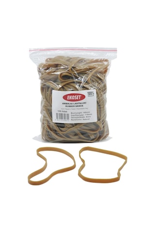 Ekoset 180x6mm Geniş Kauçuk Paket Ambalaj Kasa Lastiği 100 Adet