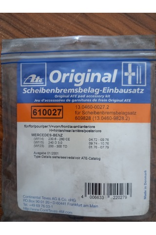MERCEDES W114 W115 W123 ÖN FREN BALATASI PİM TAKIMI ATE