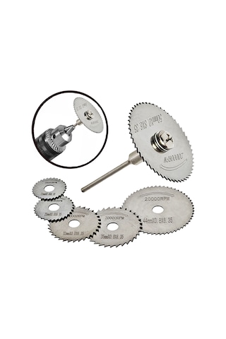 Matkap Ucu Mini Ahşap Plastik Kesme Takımı Daire Yuvarlak Disk Dremel Testere Seti -8 Parça