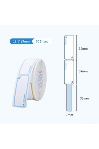 Dofolink D11/d110/d101 Uyumlu Mavi Termal Kablolu Etiket Kağıdı Rulo - 12.5x99mm 70lucky 1 Rulo
