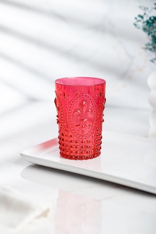 Akrilik Kırmızı Tekli Kısa Bardak & Su Meşrubat Kahve Yanı Bardağı 400 Ml Cam Değildir Kırmızı