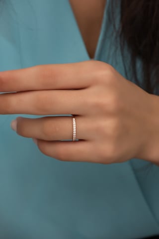 Nereze 925 Ayar Gümüş Ayarlanabilir Minimal Zirkon Taşlı Tek Sıra Yüzük