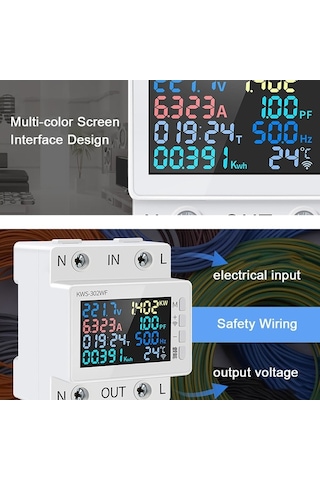 Trendooze Geeksen Tuya Wifi 8'i 1 Arada Güç Ölçer Renkli Ekran 2p Çok Fonksiyonlu Ac Enerji Ölçer İh