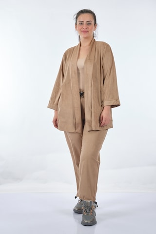Vedi-Bb 22233821 Uzun Kollu Camel Kadın Ceket Çok Renkli