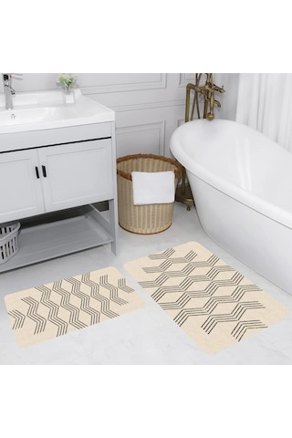 Eliana Home Dijital Baskılı 2'li Banyo Paspas Takımı Lna5141 Bej