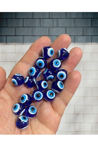 14 Mm Danagöz Nazar Boncuğu - Dekoratif Boncuk 30 Adet - Kalın Delikli