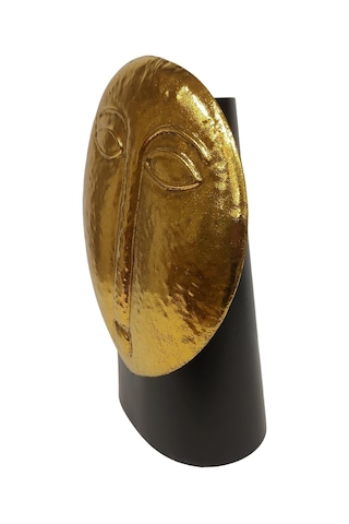 Biev Metal Vazo Yüz Kabartmalı 26x14x36 Cm