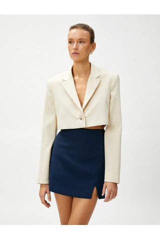 Koton Crop Blazer Ceket Tek Düğmeli Taş 3sak50134uw 3SAK50134UW080 Taş