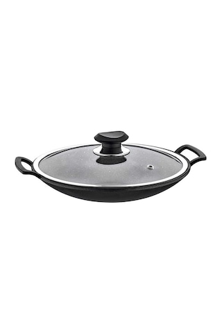 Oms 3228 Silikon Kulplu Granit Sac Kavurma Tavası Çift Taraflı