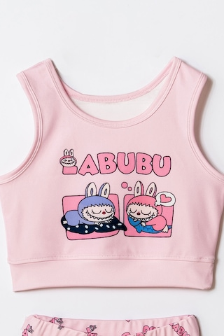 Beniizle Desenli Kız Çocuk Bikini Takım Şekerpembe