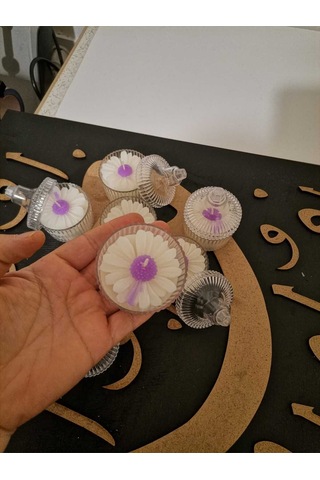 Official Dekoratif Mum Papatya Kokulu Mum, Mor Papatya Mum, Mika Kutulu Papatya Mum - 1 Adet