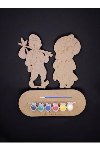 Türk Kahramanlar Nasreddin Hoca Ve Keloğlan Büyük Boy Ahşap Hobi