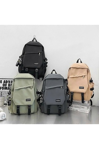 Ganzhoushop Günlük Sırt Çantası Sınır Ötesi Yeni Stil Ortaokul Öğrenci Okul Çantası Kadın Çok Katmanlı Çanta Büyük Kapasiteli Naylon Sırt Çantası Bilgisayar Çantasıyeşil Çok Renkli