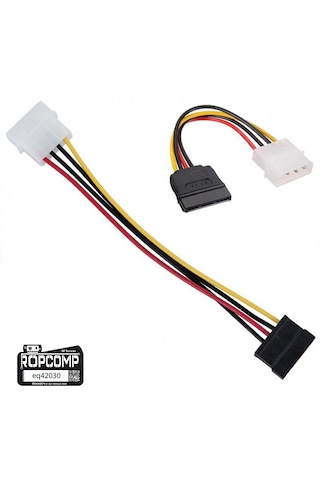 Ropcomp 4-pin Molex Erkek - 15-pin Sata Güç Dönüştürücü Kablo 20 Cm