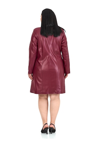 Büyük Beden Cepli Düğme Kapamalı Astarlı Suni Deri Bordo Kaban Bordo