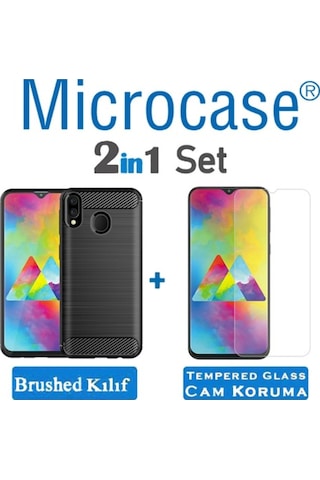 Samsung Uyumlu Galaxy M20 Brushed Silikon Kilif + Cam (Seçin) 333893264