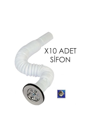 10 Adet Standart Boy Körüklü Lavabo Eviye Sifonu Min 34 Cm Max 77 Cm