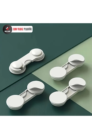 6 Adet Mandallı Dolap ve Çekmece Çok Amaçlı Çocuk Bebek Güvenlik Kilit Emniyet Beyaz Beyaz