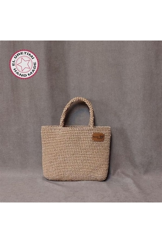 Uretti - Volkan 4975 7694 El Yapımı Kağıt İp El Çantası Kahverengi