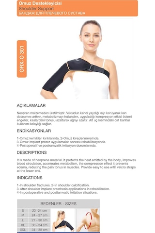 Neopren Ortopedik Omuz si Omuz sı Ve Omuz Çıkığı İçin  Orx -o301 M