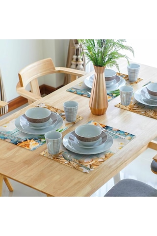Okyanus Kabuğu Baskı Placemats, Mutfak İçin, 4 Set 2