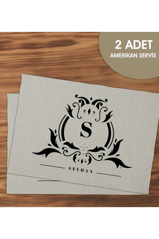 Bk Gift Kişiye Özel İsimli 2 Li Keten Amerikan Servis Seti-6, Ev Hediyesi,baskılı Servis Bezi, Mutfak Dekoru Bitmeyencom33197 Bk Gift
