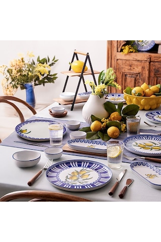 Kütahya Porselen Moderna Lemon Charm 14 Parça 6 Kişilik Kahvaltı Takımı Çok Renkli
