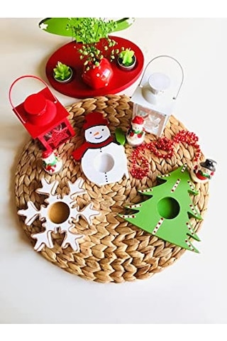 Yılbaşı Özel Tasarım 3lü Mumluk Seti Tealight Den-338 Genel