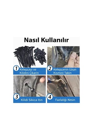 Kablo Bağı 4.8 X 95 Siyah Şasi Tipi Tek Delikli Uygulama Alanları İçin 100 Ad