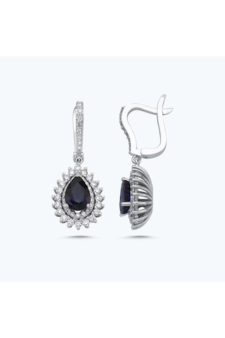 Altınbaş Pırlanta Safir Damla Küpe Erm1060s-14k Beyaz