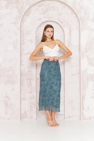 Kadın Haki Astarlı Tül Etek Dm2037 Haki