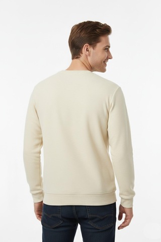 Dynamo Erkek Sıfır Yaka Selanik Sweatshirt Regular Kalıp Bgl-st04926 Krem