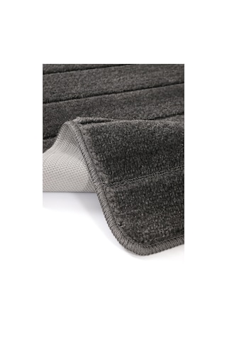 Doğal Kaymaz Taban Banyo Paspas Set Yumuşak Dokulu Su Emici Yıkanabilir Yeni Çizgili Set 50x80-50x40 Antrasit