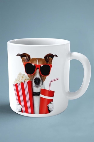 Jack Russell Terrier Köpek Isimli Kişiye Özel Baskılı Kupa Bardak Mısır Gözlük Sinema Çok Renkli