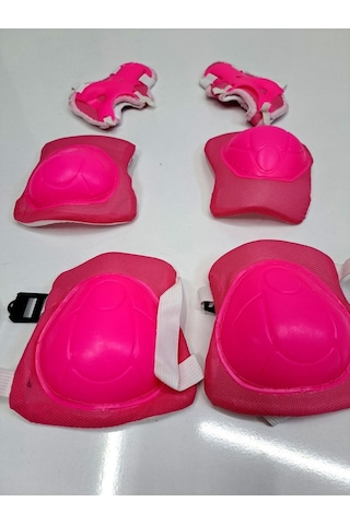 Çocuk Dizlik Dirsek El Koruyucu Set Güvenlik Aksesuarları Dizlik Dirseklik El Koruma 4-12 Yaş 29x19 - 19x35 / Pembe Pembe