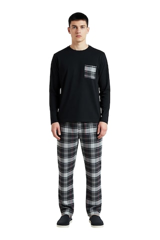 Frm Erkek Flanel Ekose Desenli Pijama Takımı Fonksiyonel Dayanıklı Ka Siyah