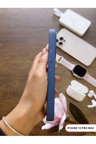Apple iPhone 15 Pro Max Uyumlu Kamera Korumalı Darbeye Dayanıklı Renk Atmayan Keep Silikon Kılıf Lacivert
