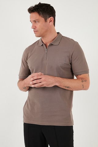 Buratti Pamuklu Regular Fit Yarım Fermuarlı Erkek Polo Yaka T Shirt 5903008 Toprak