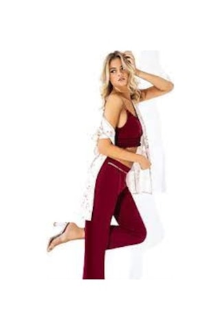 Loriva Kadın Bordo 3'lü Pijama Takımı Bordo